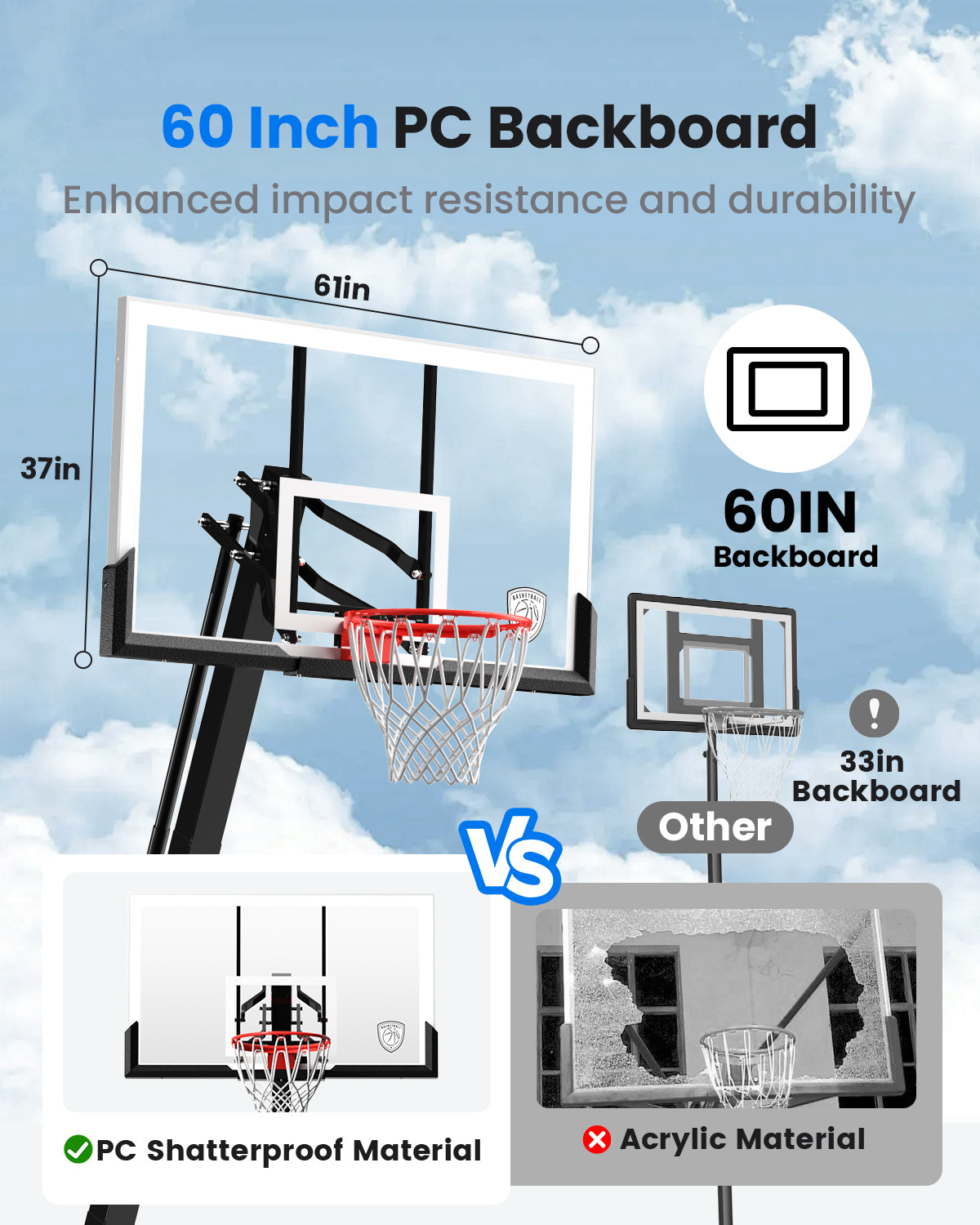 IGL Titan Flex Portable Basketball Hoop with Backboard