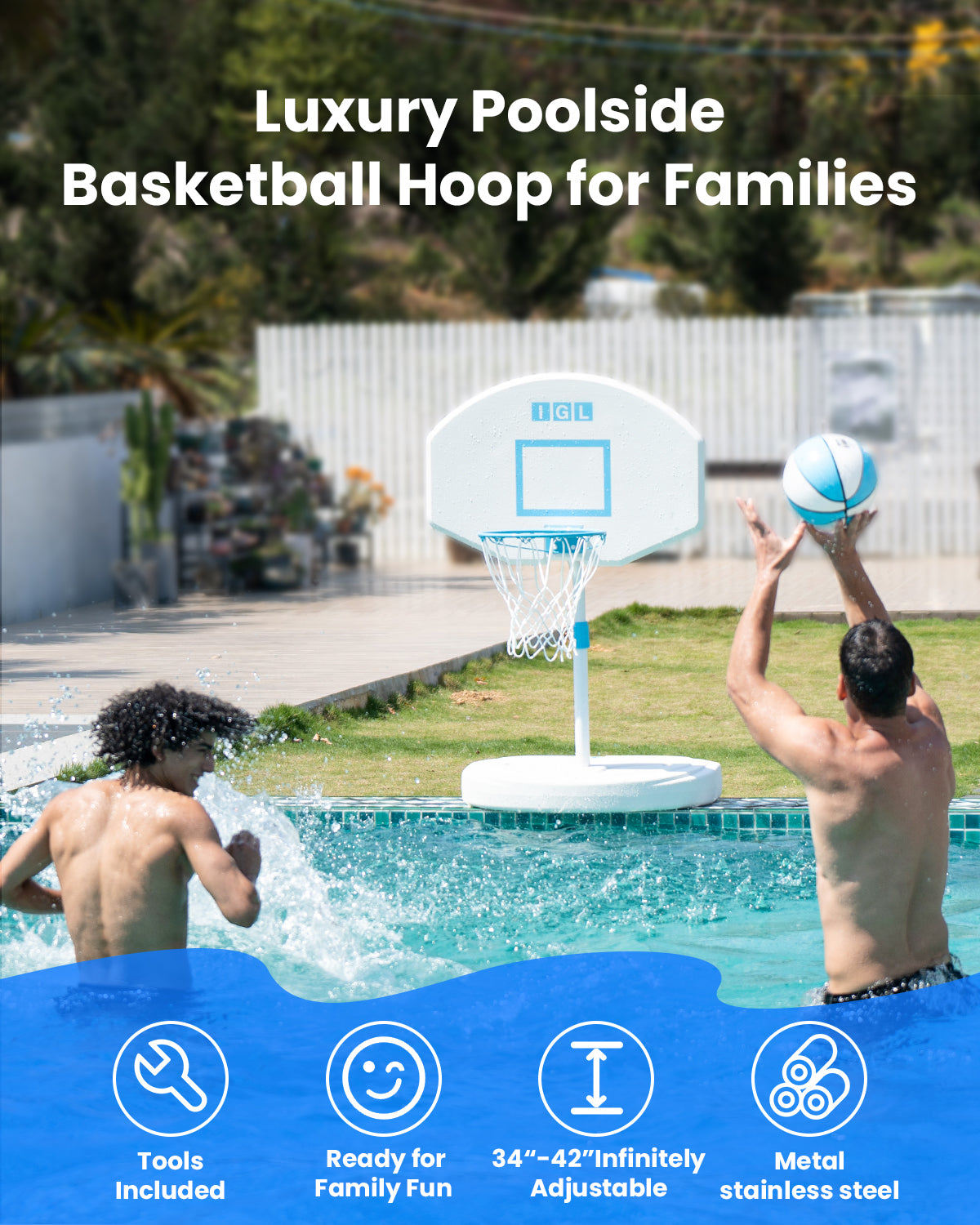 IGL DunkSplash Pro Poolside Basketball Hoop