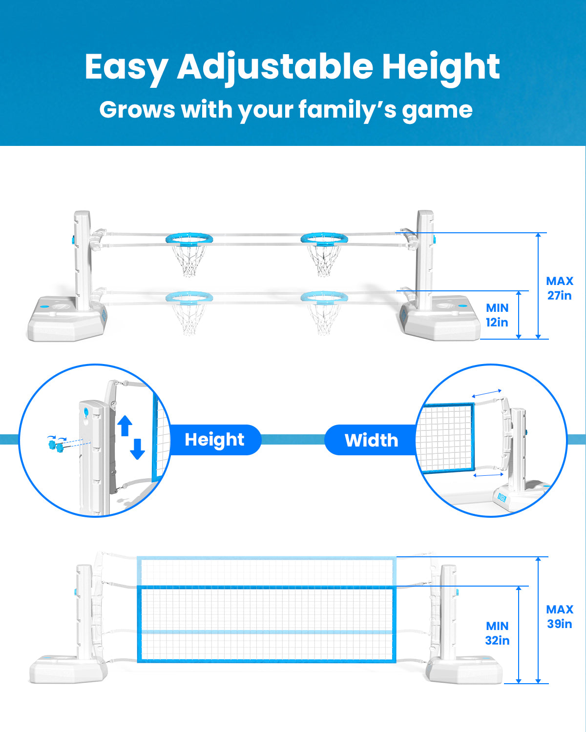 🏀🏐 IGL DunkSplash Duo – Volleyball Net & Pool Basketball Hoop 2 in 1