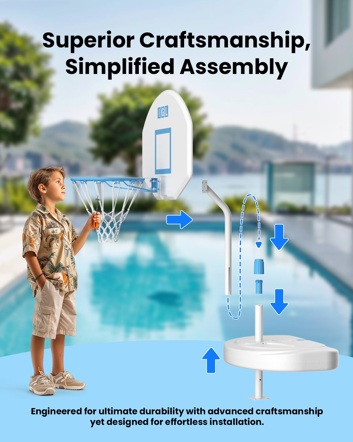 IGL DunkSplash Pro Poolside Basketball Hoop