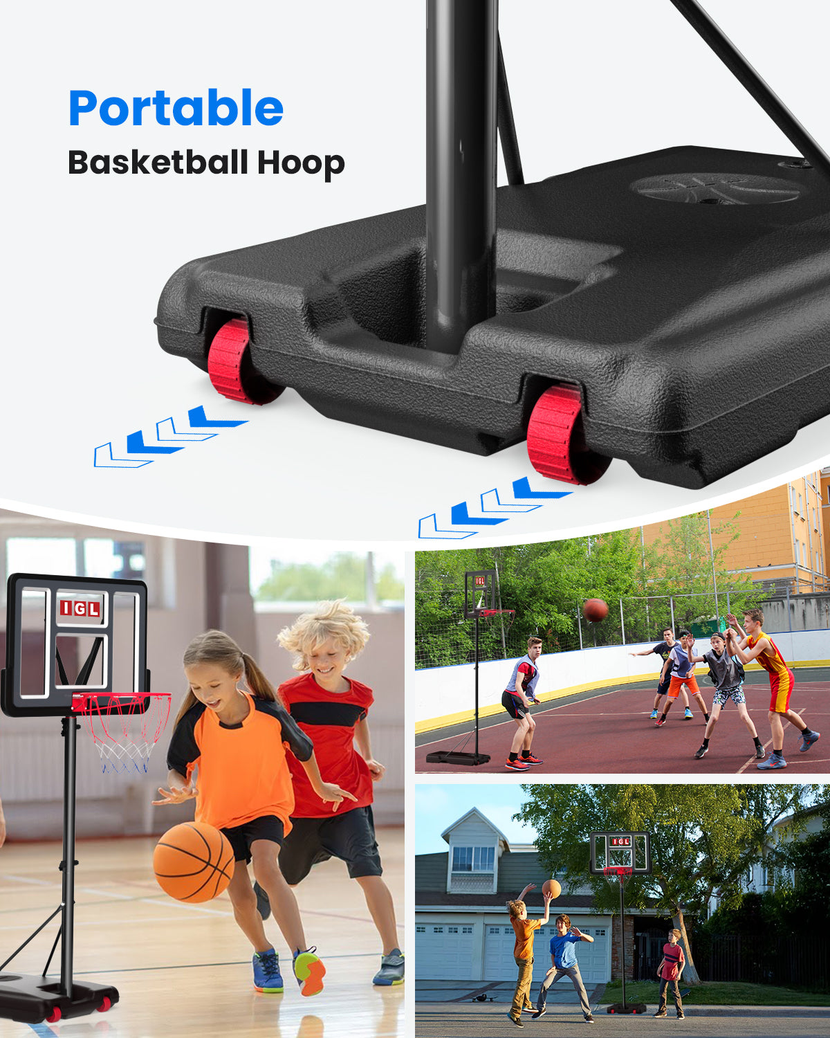 IGL Flex Lite Play Portable Basketball Hoop Adjustable 44"
