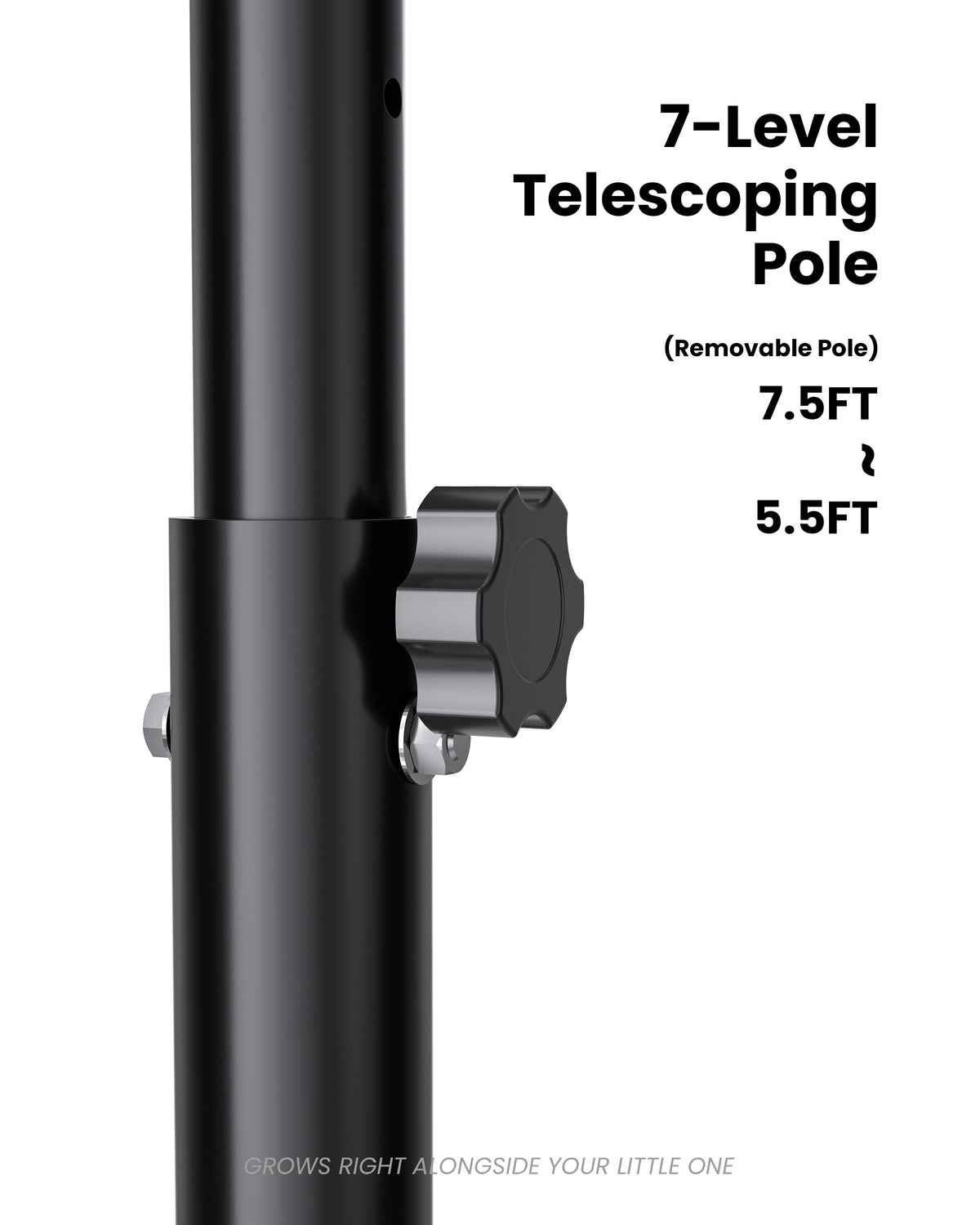 Telescoping height adjustable kids basketball goal from 5.5 to 7.5 feet, ideal for growing toddlers in neighborhood communities.