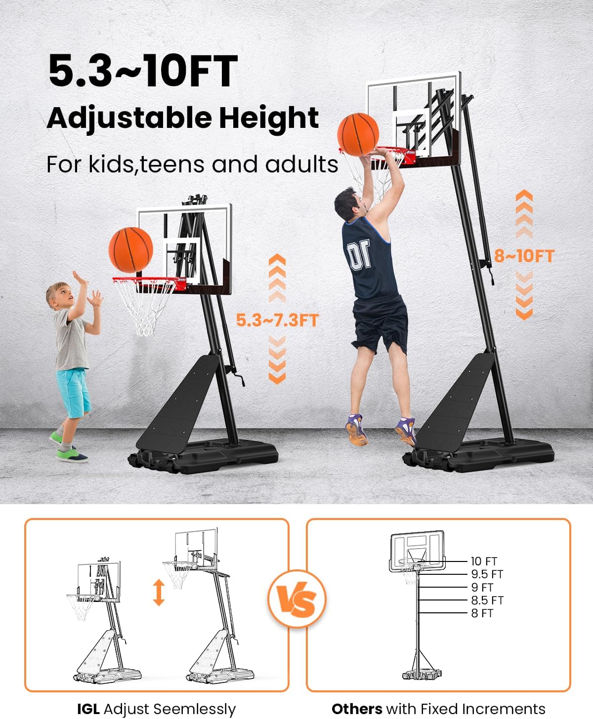 IGL FLEX 44 Portable Basketball Hoop