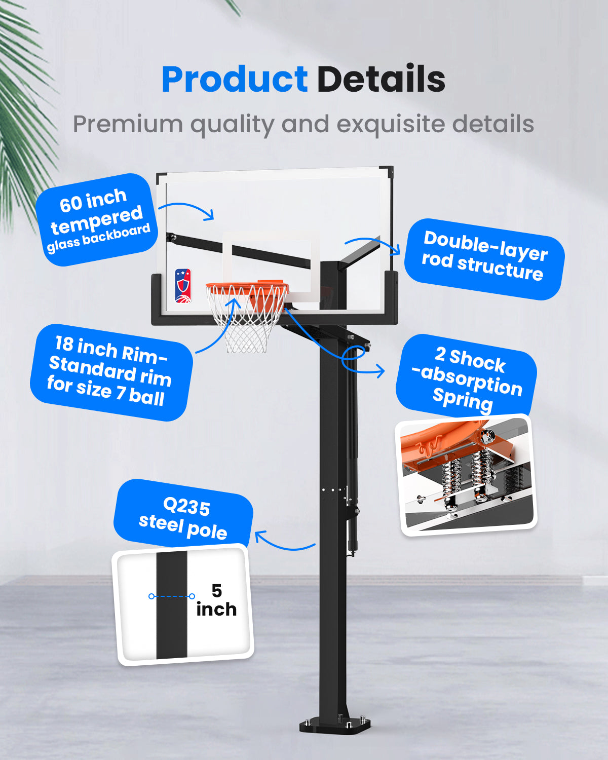 IGL Titan Elite In-Ground Basketball Hoop with Square Tube