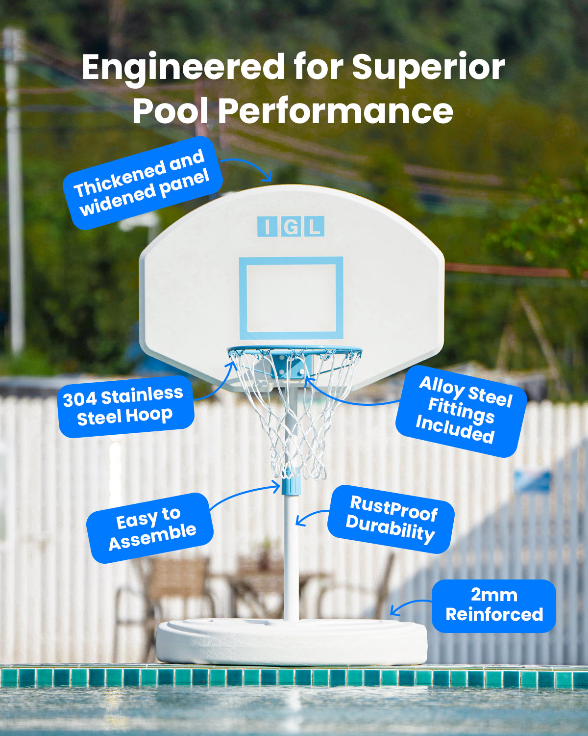 IGL DunkSplash Pro Poolside Basketball Hoop