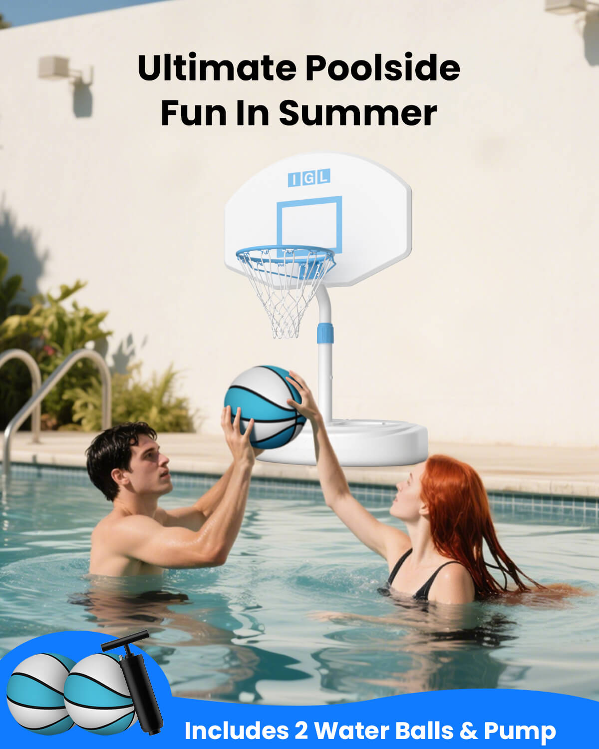 IGL DunkSplash Pro Poolside Basketball Hoop 28" 36"