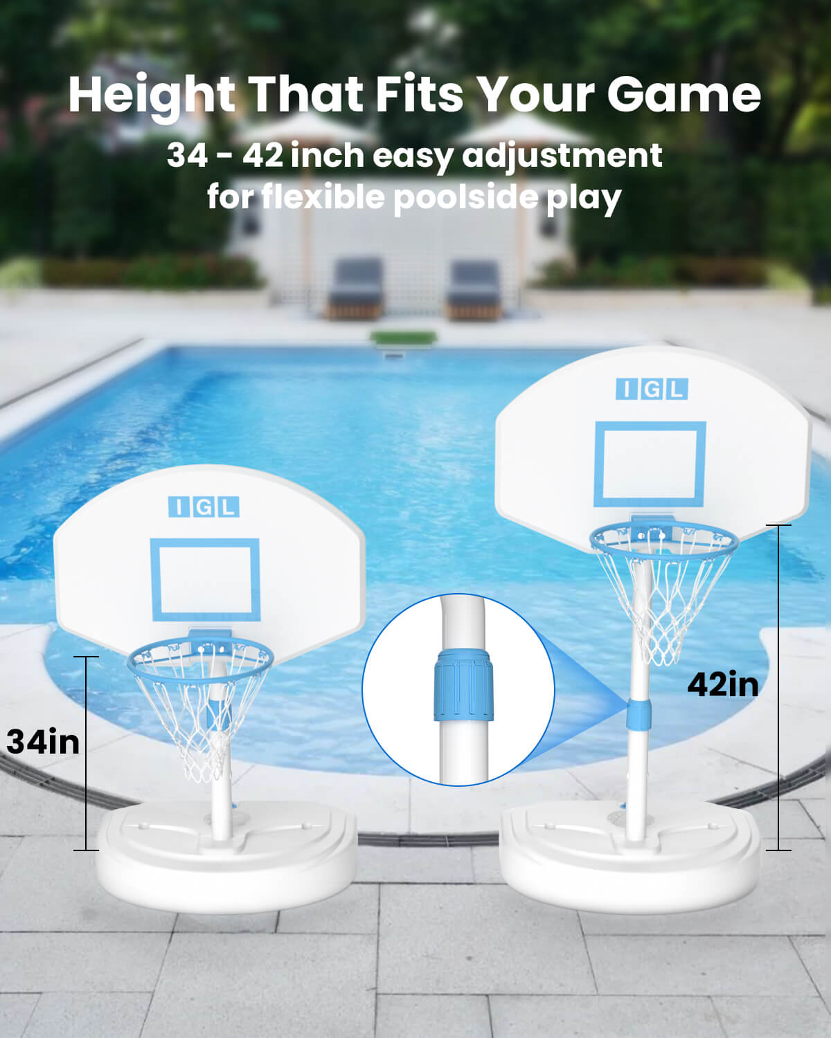 IGL DunkSplash Pro Poolside Basketball Hoop 28" 36"
