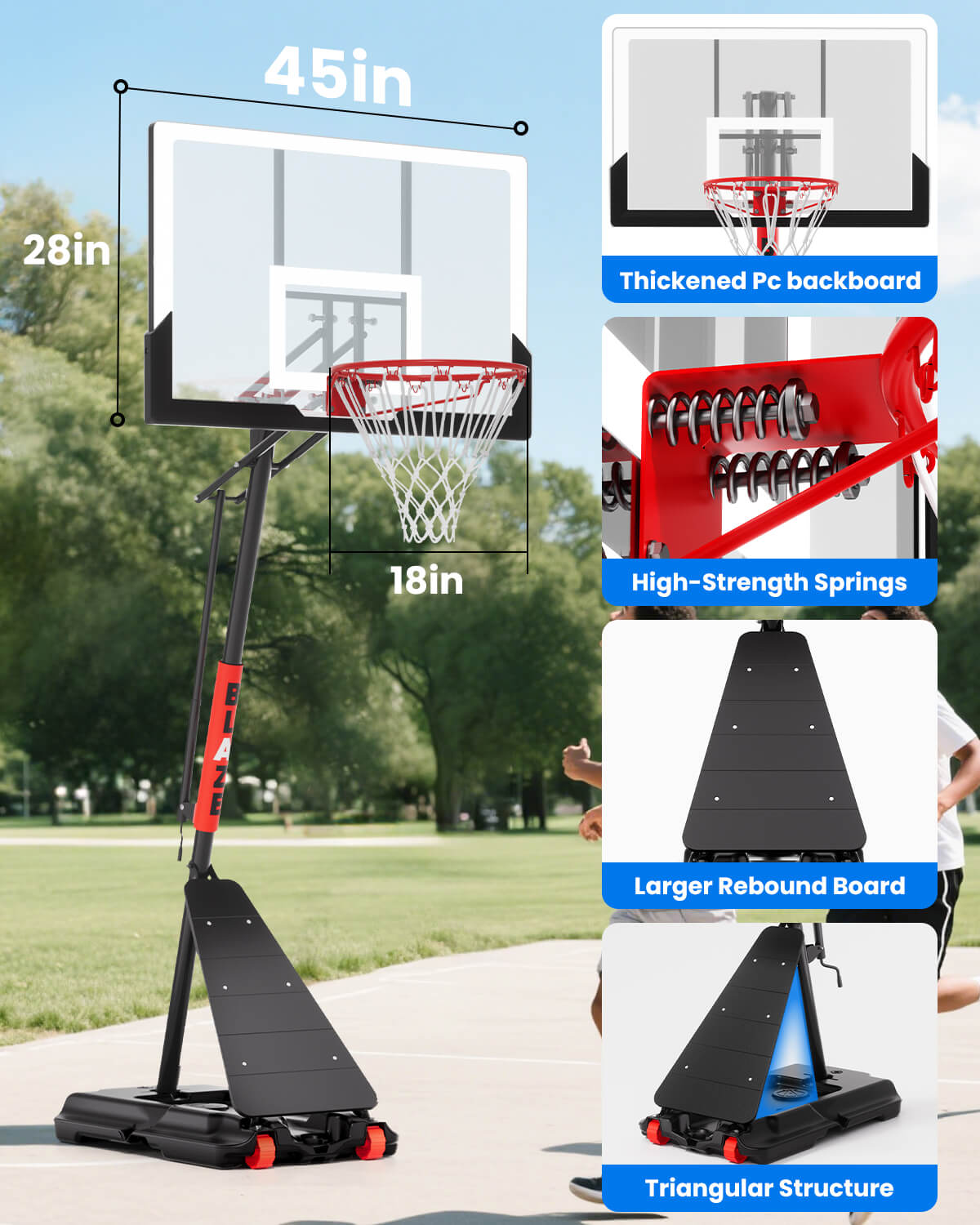 IGL FLEX 45 Portable Basketball Hoop with Backboard
