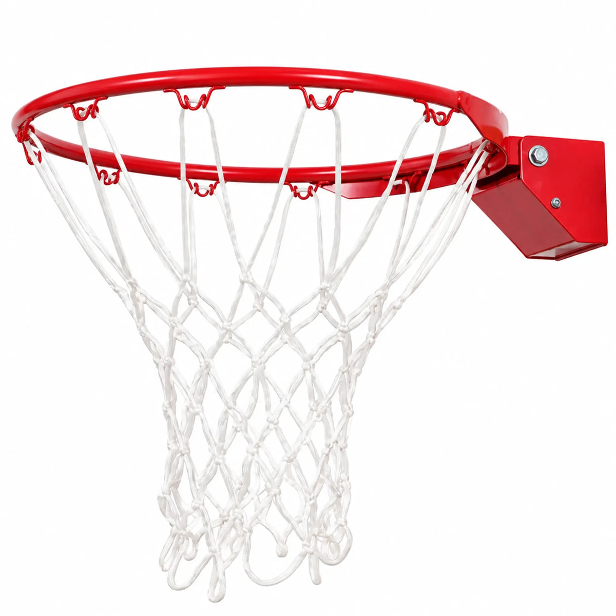 18" Heavy-Duty Breakaway Basketball Rim - Red - shown with net