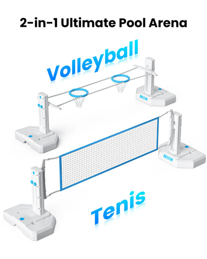 DunkSplash Duo – Volleyball Net & Pool Basketball Hoop 2 in 1