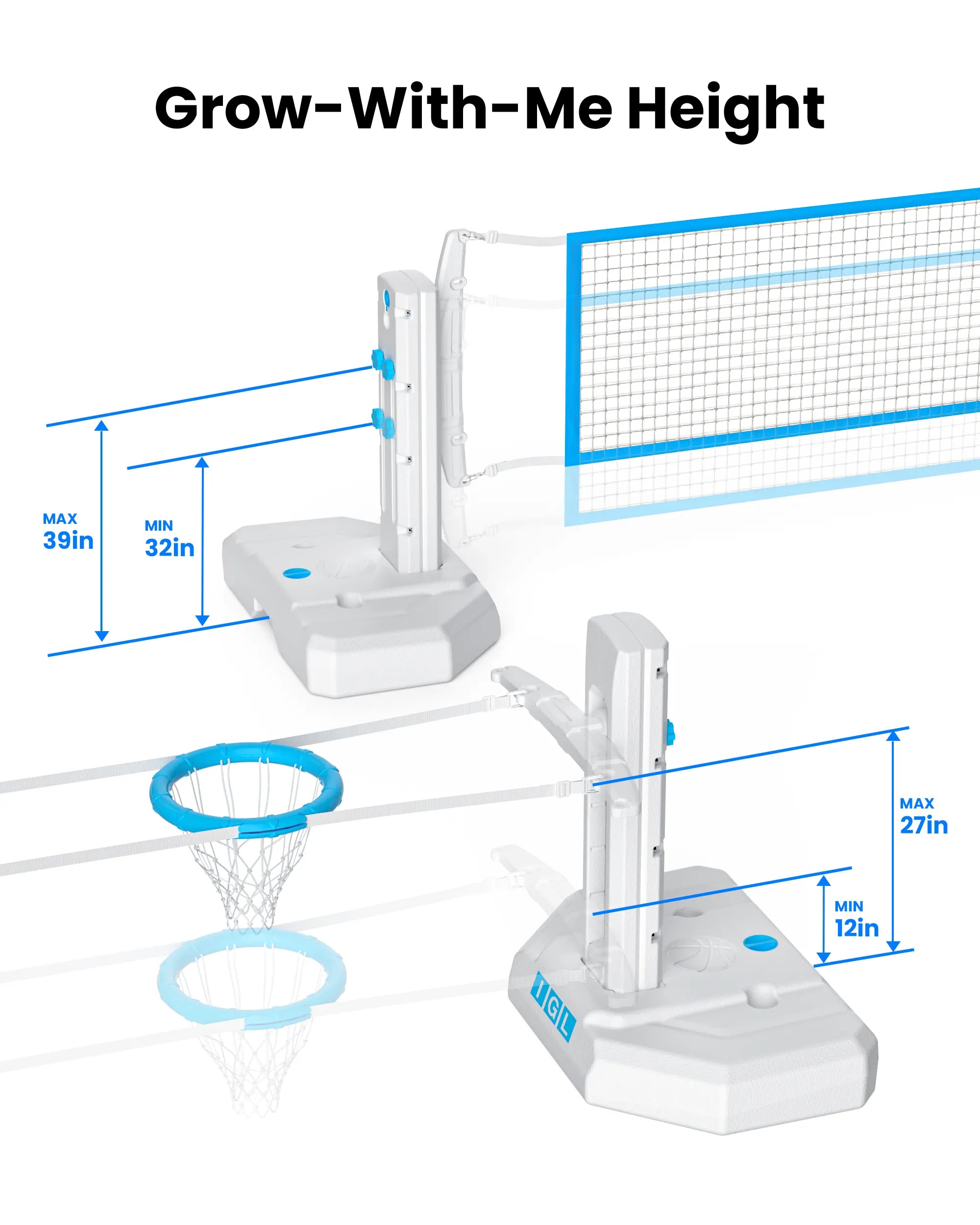 DunkSplash Duo – Volleyball Net & Pool Basketball Hoop 2 in 1