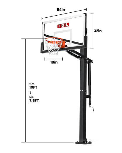 Titan Elite 54" In-Ground Basketball Hoop with Square Tube