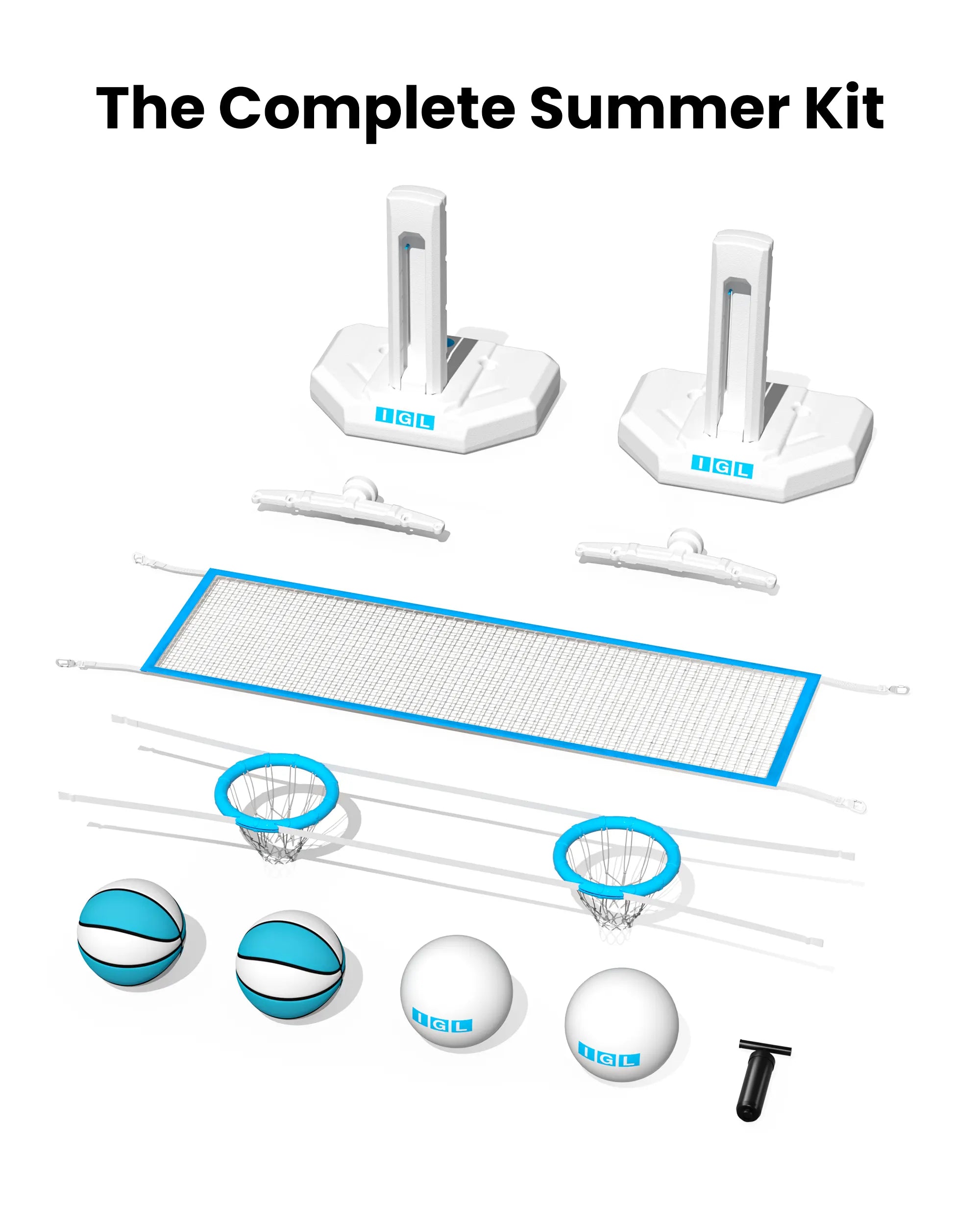 DunkSplash Duo – Volleyball Net & Pool Basketball Hoop 2 in 1