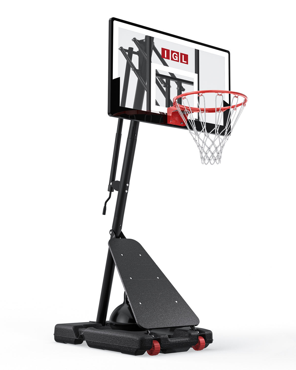 IGL 40 inch adjustable portable basketball hoop, perfect for suburban driveways and backyards across North America.
