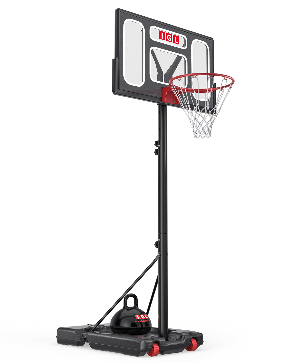 IGL 44 inch telescoping portable basketball hoop, perfect for suburban driveways across North America.