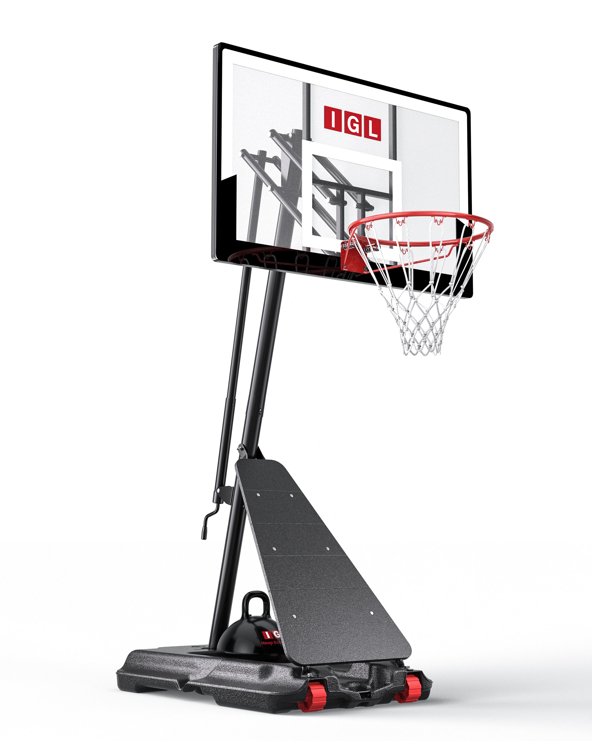 IGL 44 inch steel-framed portable basketball hoop, perfect for competitive play in suburban driveways across North America.