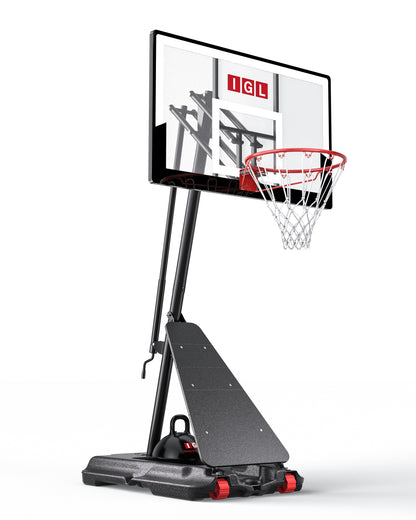 IGL 48 inch hand-crank portable basketball hoop, perfect for suburban driveways across North America.