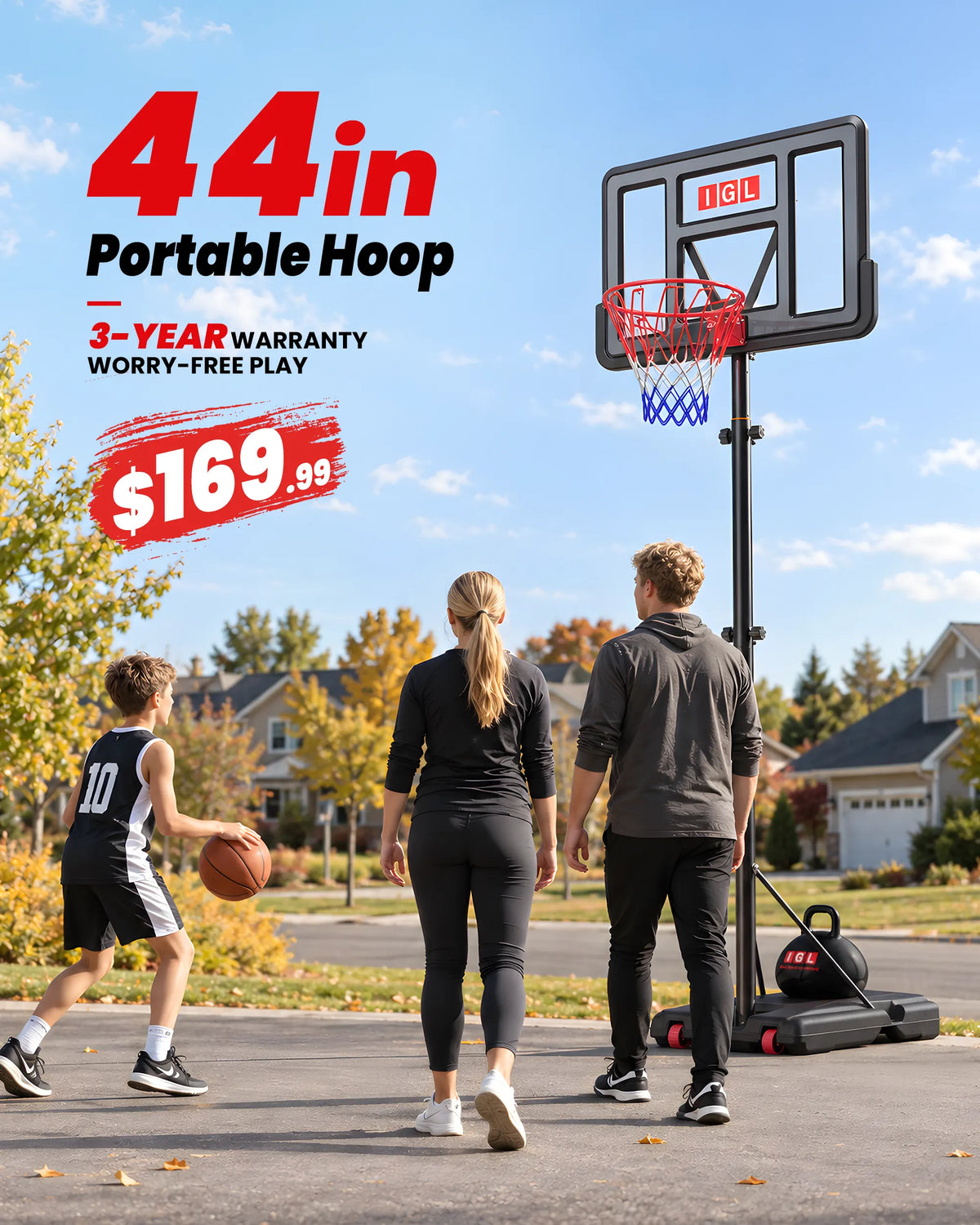 IGL FLEX LITE 44" portable basketball hoop