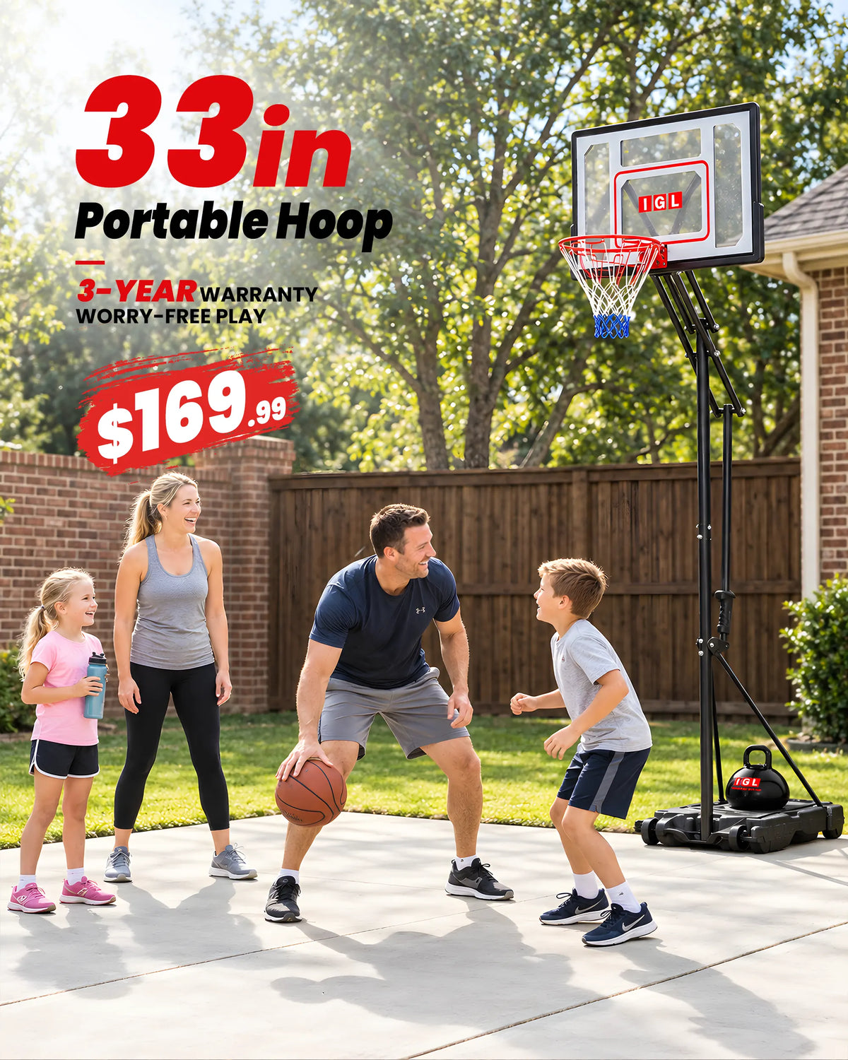 IGL FLEX YOUTH 33" portable basketball hoop